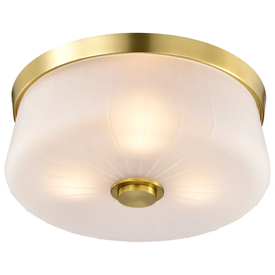 Lune 3-Light Flush Mount in Vintage Brass with Etched White Glass - Image 6
