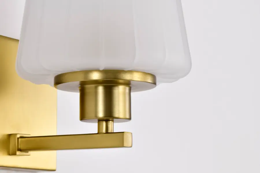 Lune 1-Light Vanity Sconce in Vintage Brass with Etched White Glass - Image 11