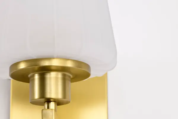 Lune 1-Light Vanity Sconce in Vintage Brass with Etched White Glass - Image 14