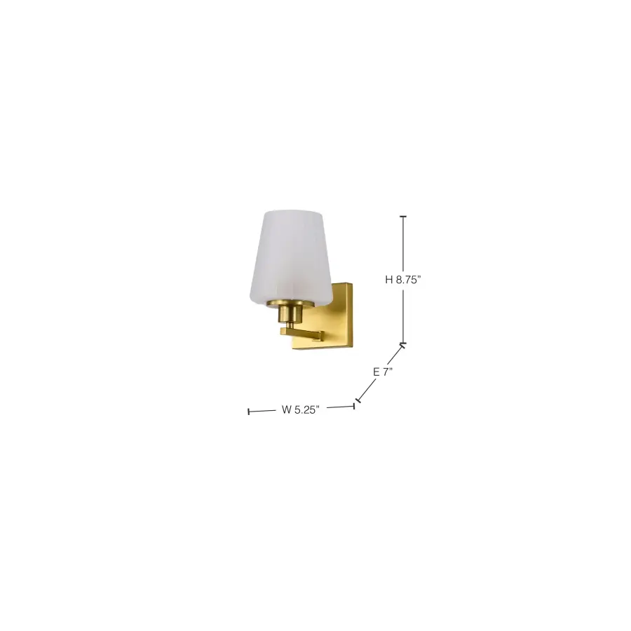 Lune 1-Light Vanity Sconce in Vintage Brass with Etched White Glass - Image 16