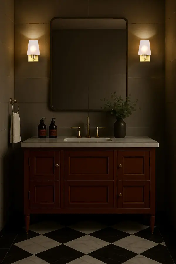 Lune 1-Light Vanity Sconce in Vintage Brass with Etched White Glass - Image 17