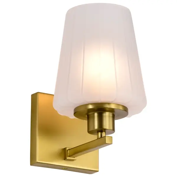 Lune 1-Light Vanity Sconce in Vintage Brass with Etched White Glass - Image 4