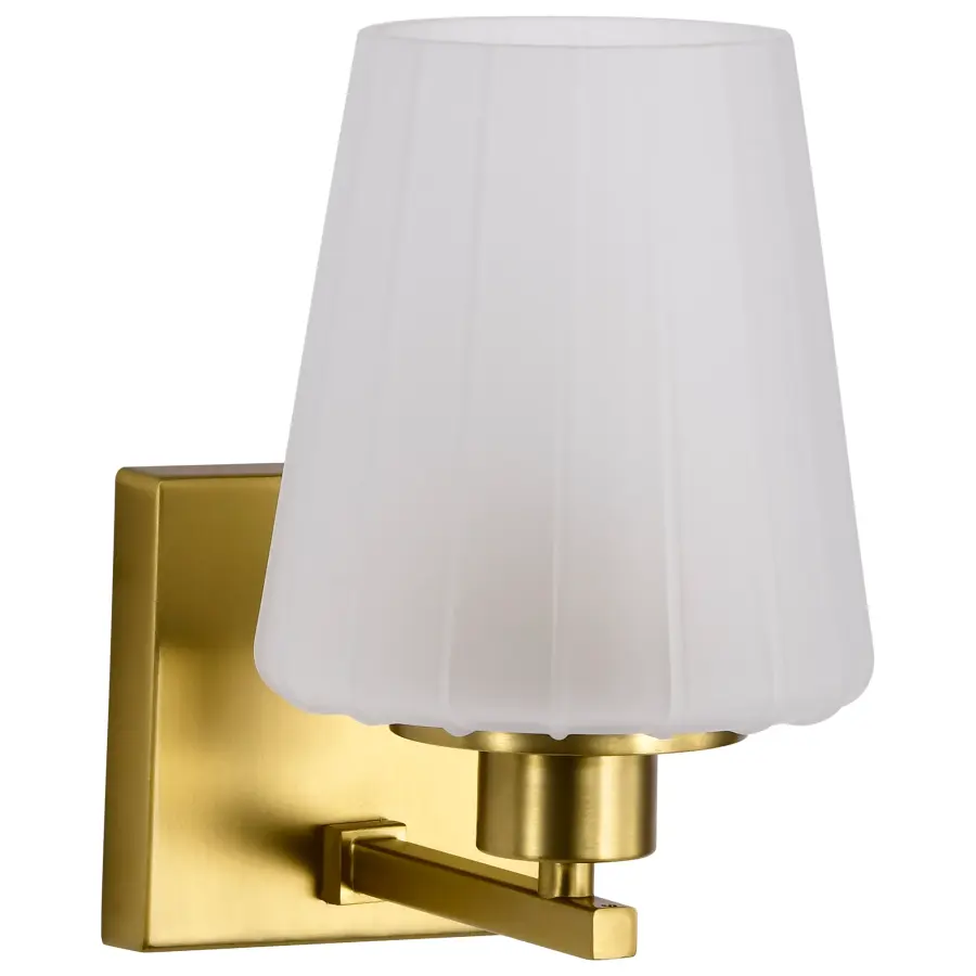 Lune 1-Light Vanity Sconce in Vintage Brass with Etched White Glass - Image 5