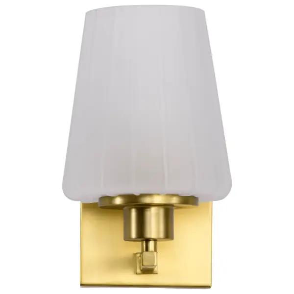 Lune 1-Light Vanity Sconce in Vintage Brass with Etched White Glass - Image 7