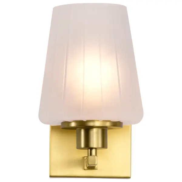 Lune 1-Light Vanity Sconce in Vintage Brass with Etched White Glass - Image 8