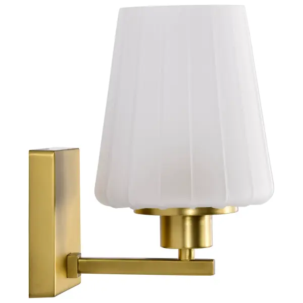 Lune 1-Light Vanity Sconce in Vintage Brass with Etched White Glass - Image 9