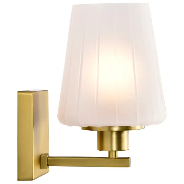 Lune 1-Light Vanity Sconce in Vintage Brass with Etched White Glass - Image 10