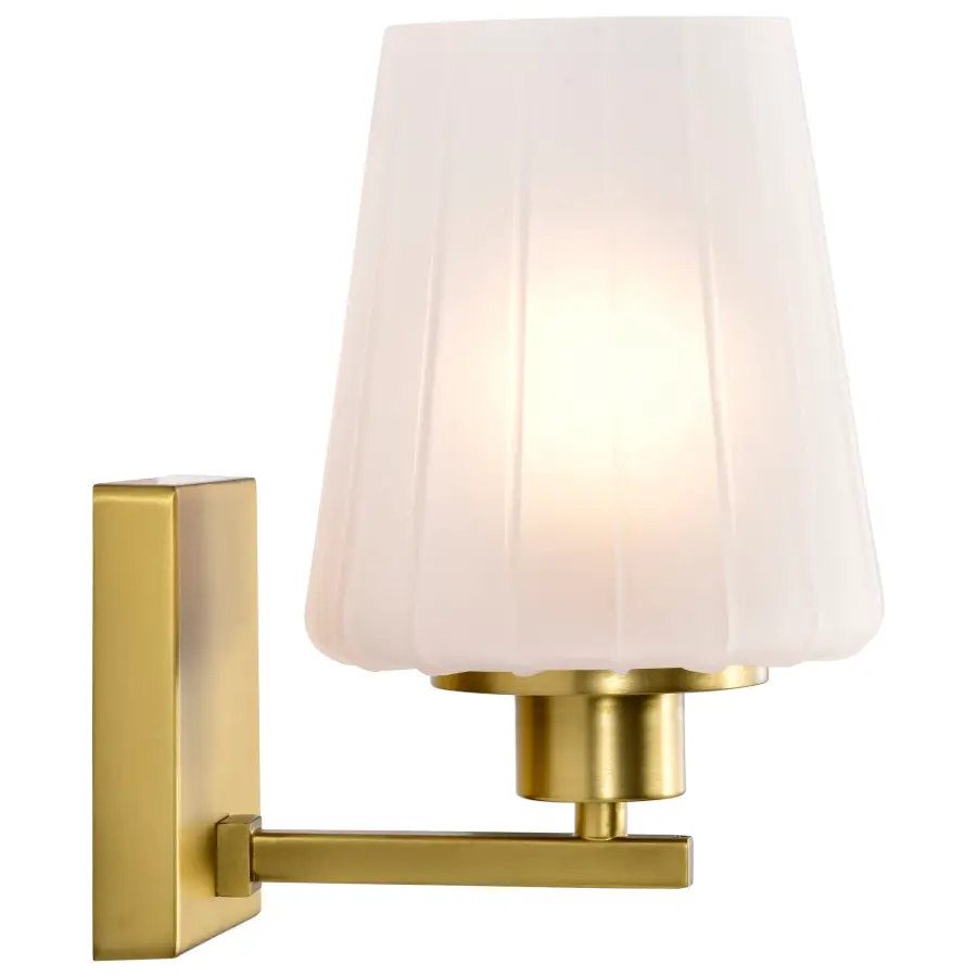 Lune 1-Light Vanity Sconce in Vintage Brass with Etched White Glass - Image 10