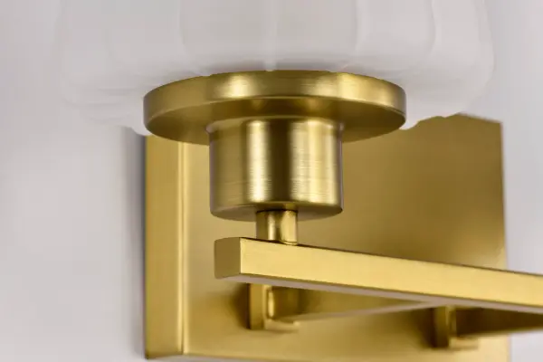 Lune 2-Light Vanity in Vintage Brass with Etched White Glass - Image 11