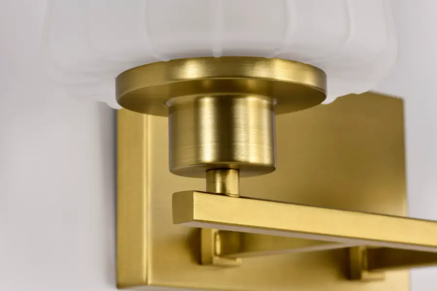 Lune 2-Light Vanity in Vintage Brass with Etched White Glass - Image 11