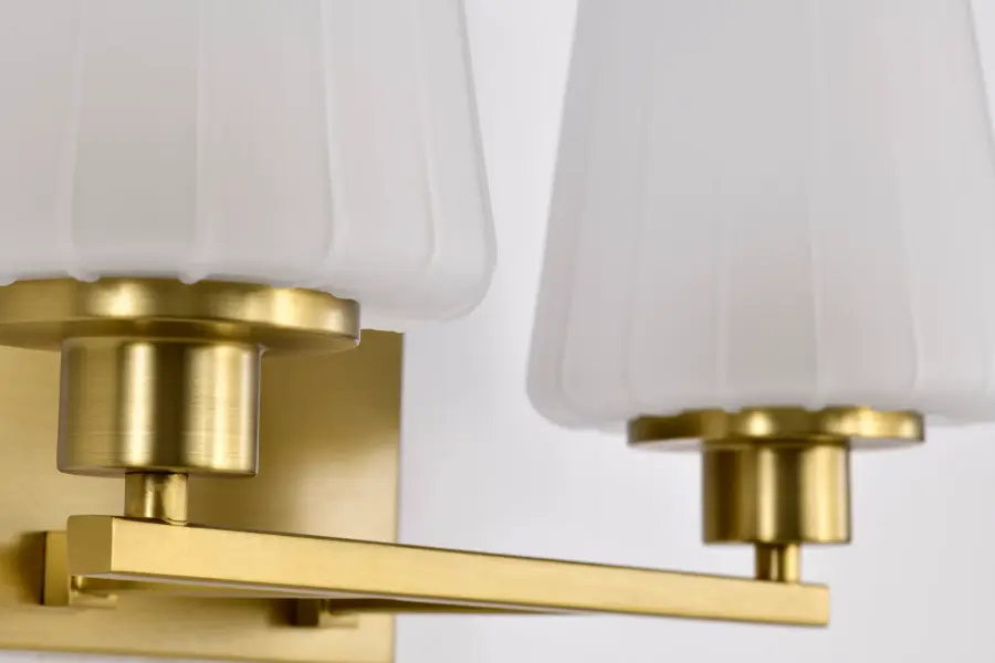 Lune 2-Light Vanity in Vintage Brass with Etched White Glass - Image 12
