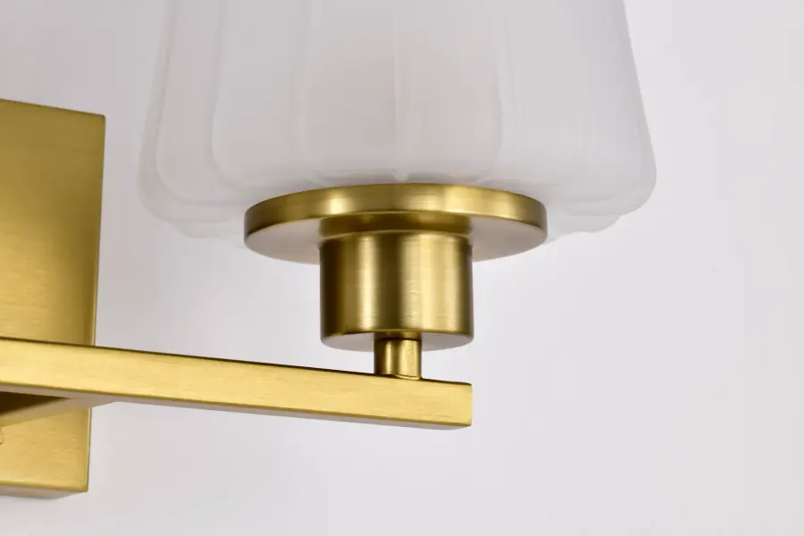 Lune 2-Light Vanity in Vintage Brass with Etched White Glass - Image 14