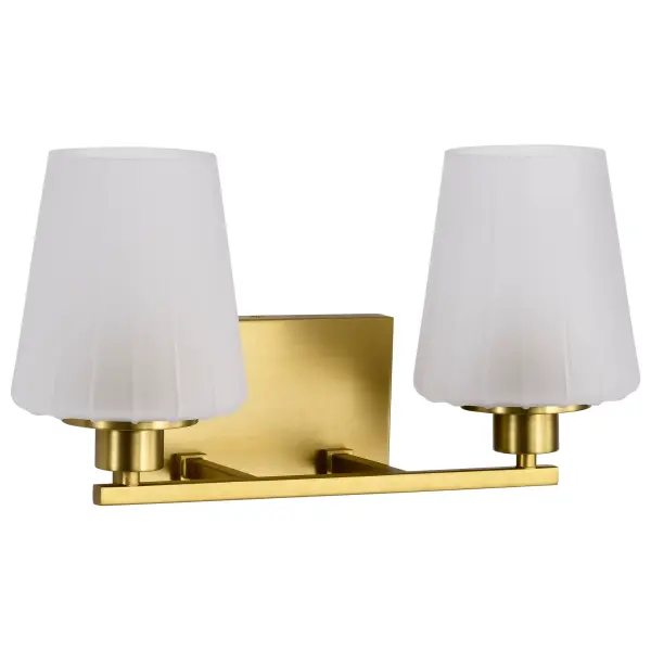 Lune 2-Light Vanity in Vintage Brass with Etched White Glass - Image 3