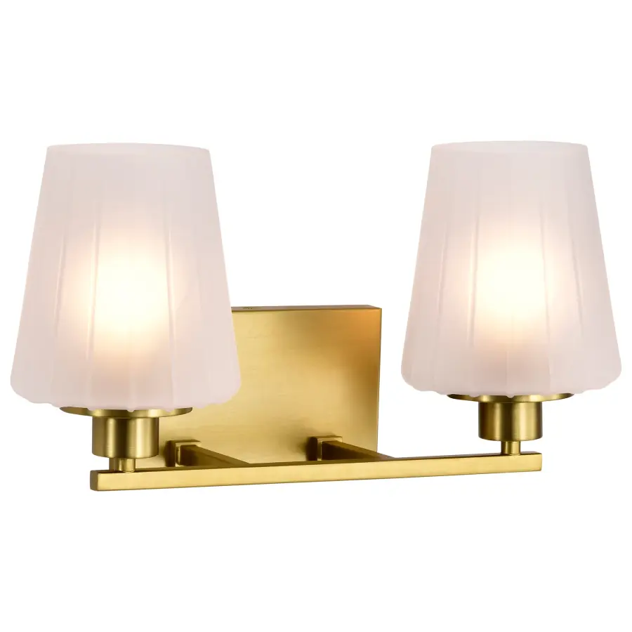 Lune 2-Light Vanity in Vintage Brass with Etched White Glass - Image 4