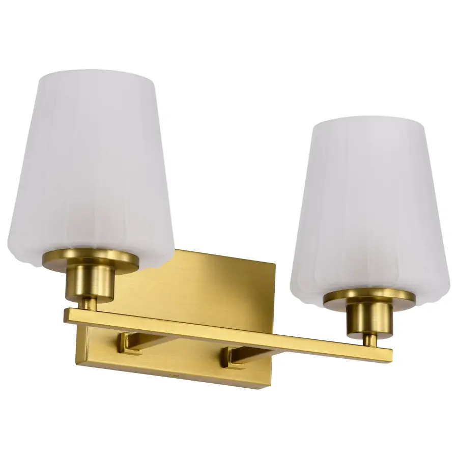 Lune 2-Light Vanity in Vintage Brass with Etched White Glass - Image 5