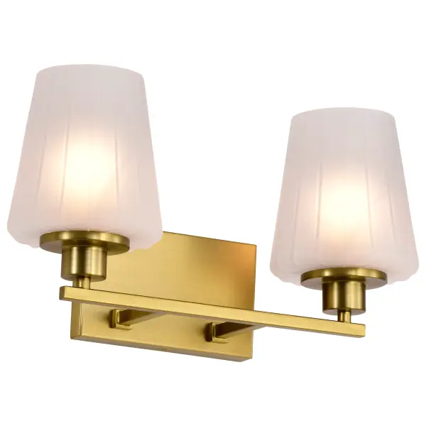 Lune 2-Light Vanity in Vintage Brass with Etched White Glass - Image 6