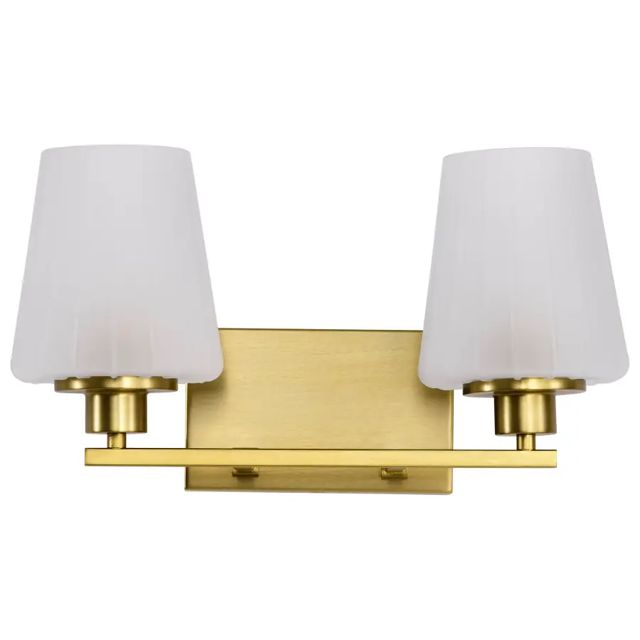 Lune 2-Light Vanity in Vintage Brass with Etched White Glass - Image 7