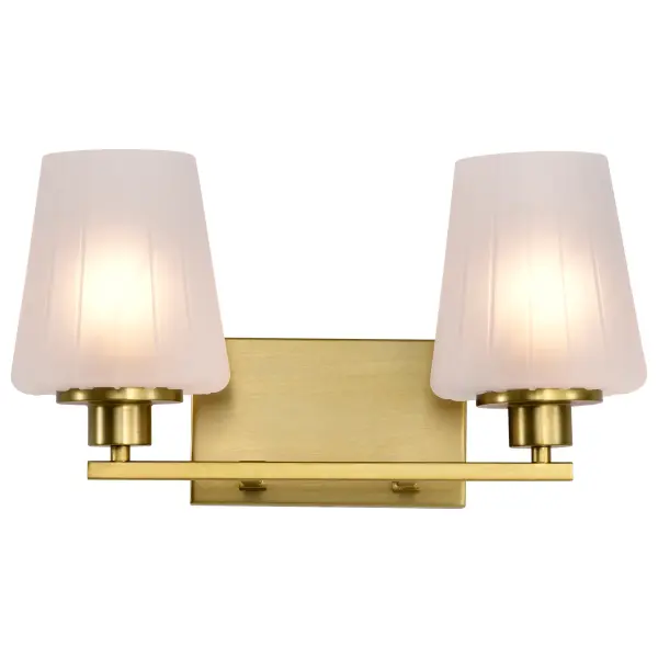 Lune 2-Light Vanity in Vintage Brass with Etched White Glass - Image 8