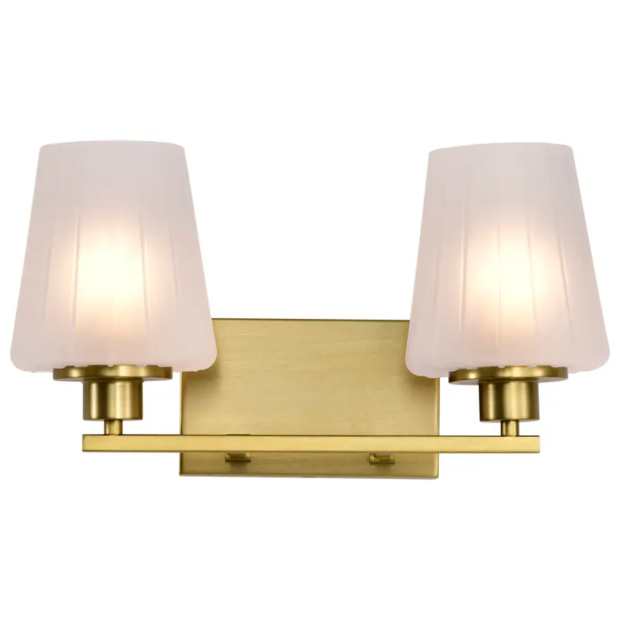 Lune 2-Light Vanity in Vintage Brass with Etched White Glass - Image 8