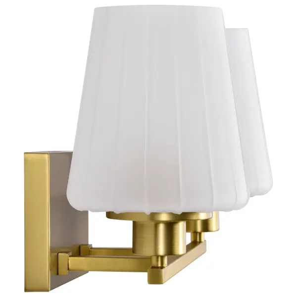 Lune 2-Light Vanity in Vintage Brass with Etched White Glass - Image 9