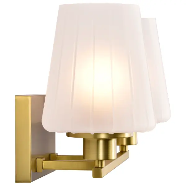 Lune 2-Light Vanity in Vintage Brass with Etched White Glass - Image 10