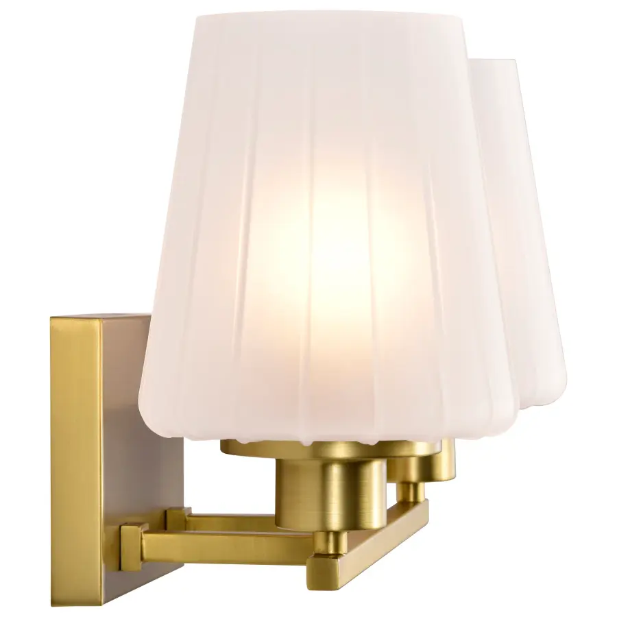 Lune 2-Light Vanity in Vintage Brass with Etched White Glass - Image 10