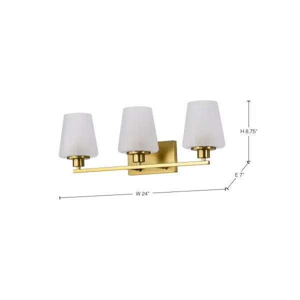 Lune 3-Light Vanity in Vintage Brass with Etched White Glass - Image 16