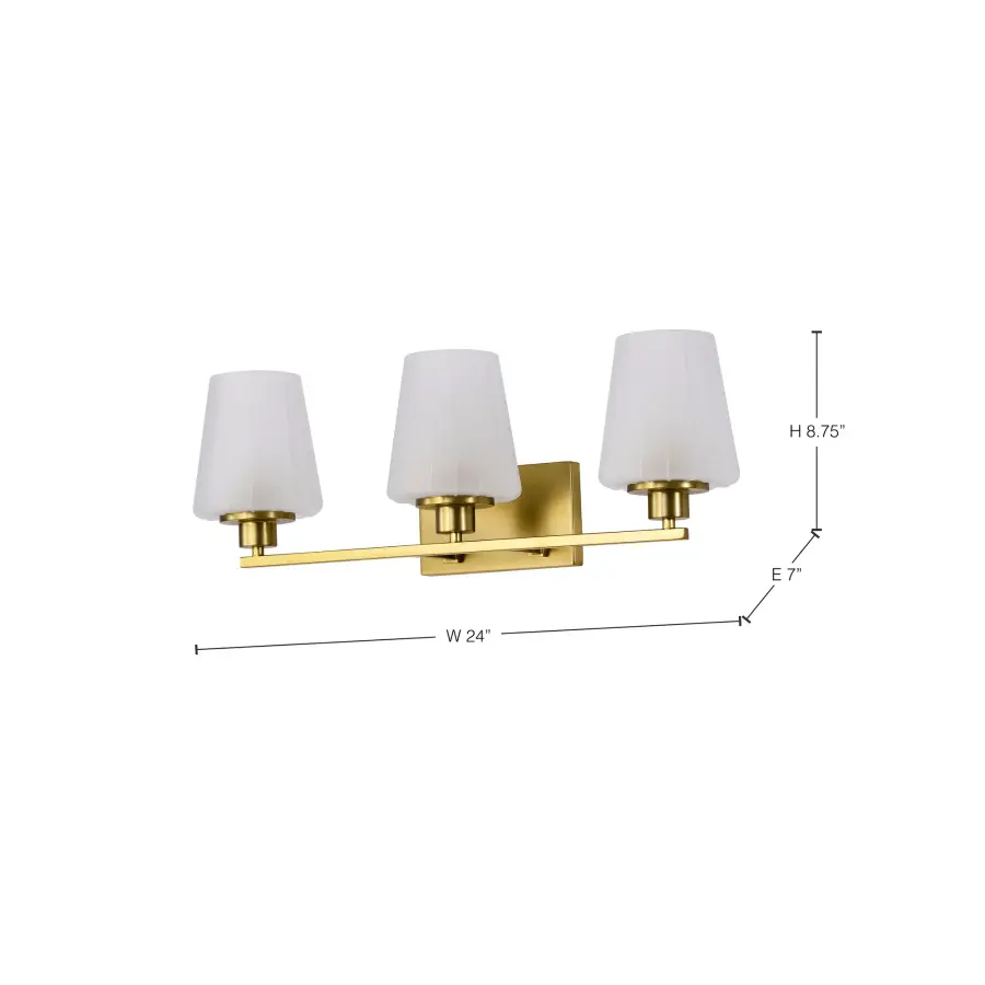 Lune 3-Light Vanity in Vintage Brass with Etched White Glass - Image 16