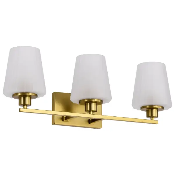 Lune 3-Light Vanity in Vintage Brass with Etched White Glass - Image 3