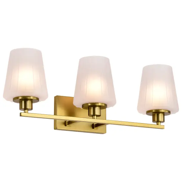 Lune 3-Light Vanity in Vintage Brass with Etched White Glass - Image 4