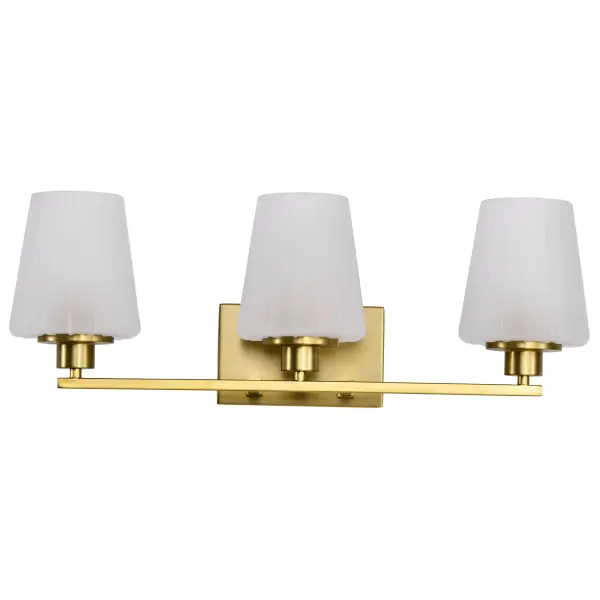 Lune 3-Light Vanity in Vintage Brass with Etched White Glass - Image 7