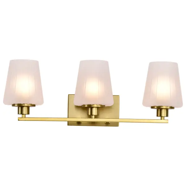Lune 3-Light Vanity in Vintage Brass with Etched White Glass - Image 8