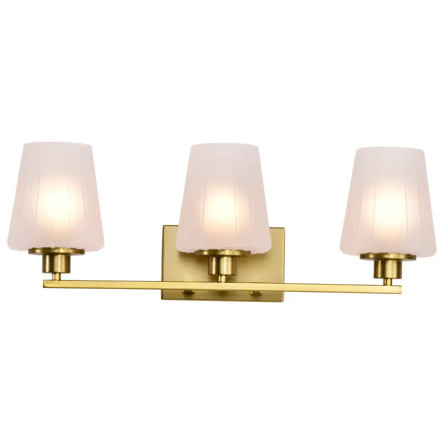 Lune 3-Light Vanity in Vintage Brass with Etched White Glass - Image 8