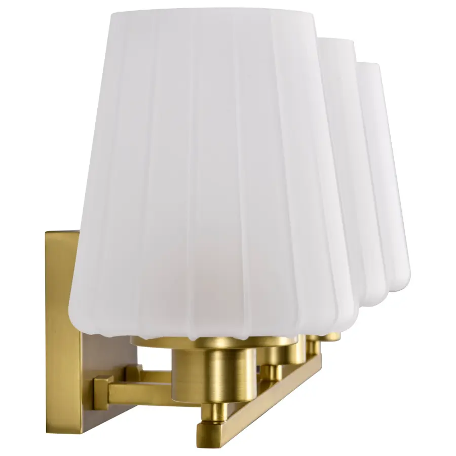 Lune 3-Light Vanity in Vintage Brass with Etched White Glass - Image 9