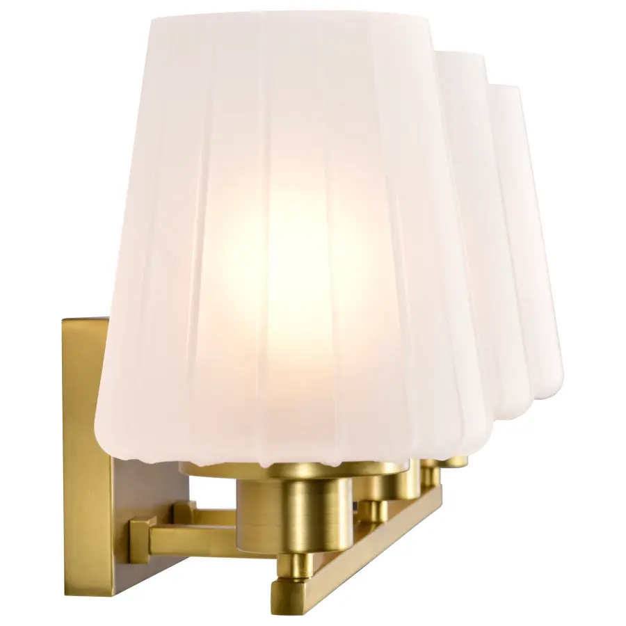 Lune 3-Light Vanity in Vintage Brass with Etched White Glass - Image 10