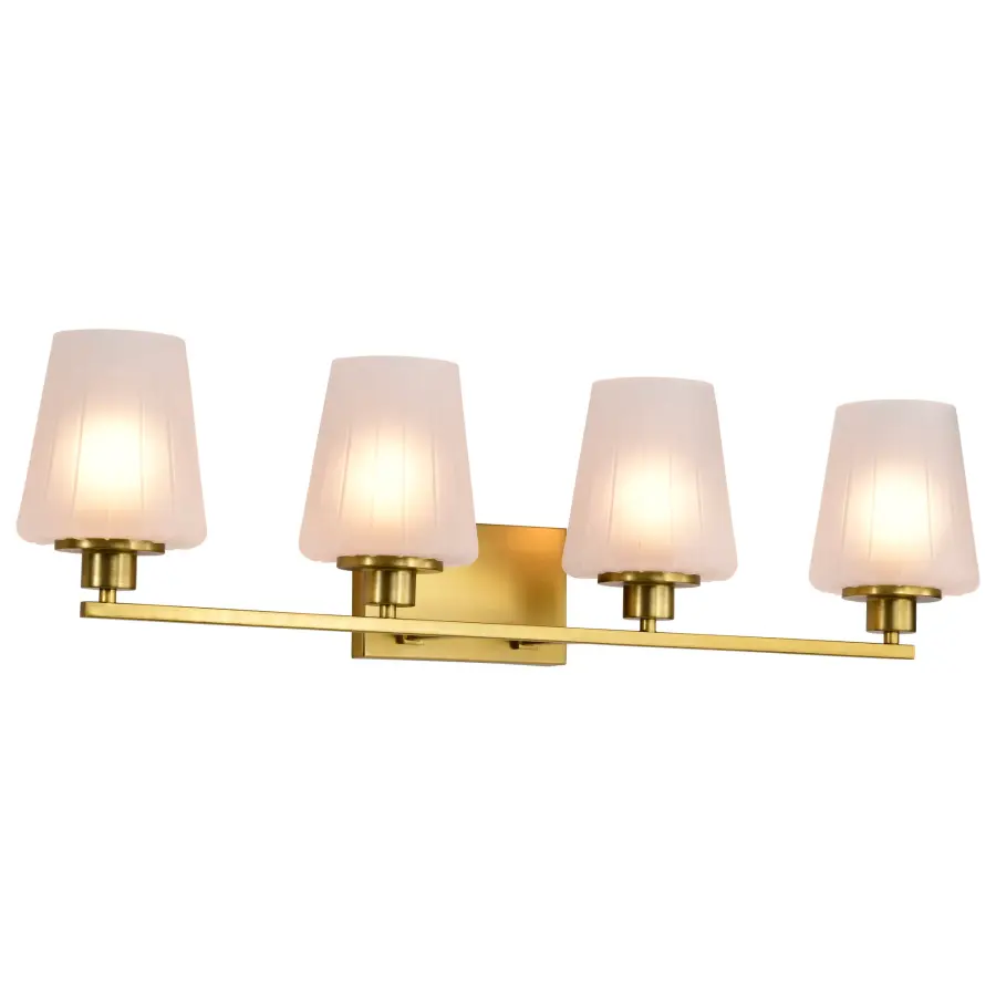 Lune 4-Light Vanity in Vintage Brass with Etched White Glass - Image 2