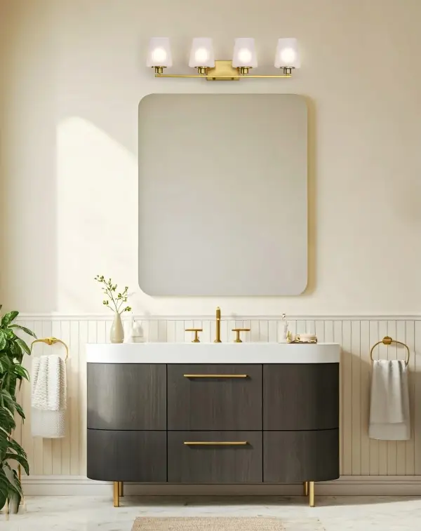 Lune 4-Light Vanity in Vintage Brass with Etched White Glass - Image 19