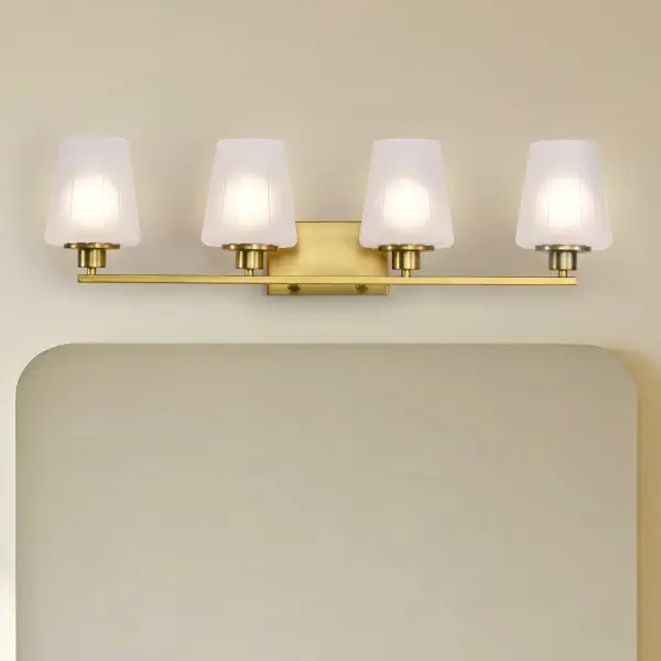 Lune 4-Light Vanity in Vintage Brass with Etched White Glass - Image 20