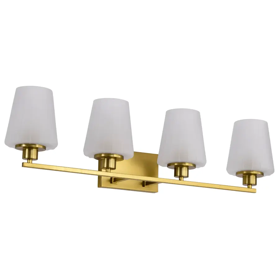 Lune 4-Light Vanity in Vintage Brass with Etched White Glass - Image 3
