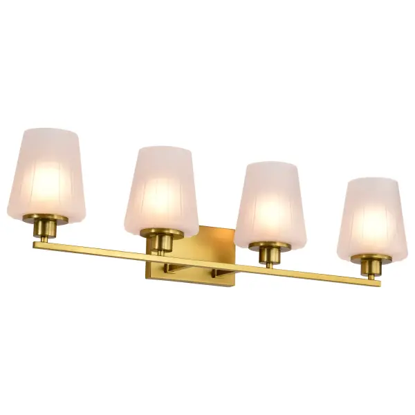 Lune 4-Light Vanity in Vintage Brass with Etched White Glass - Image 4
