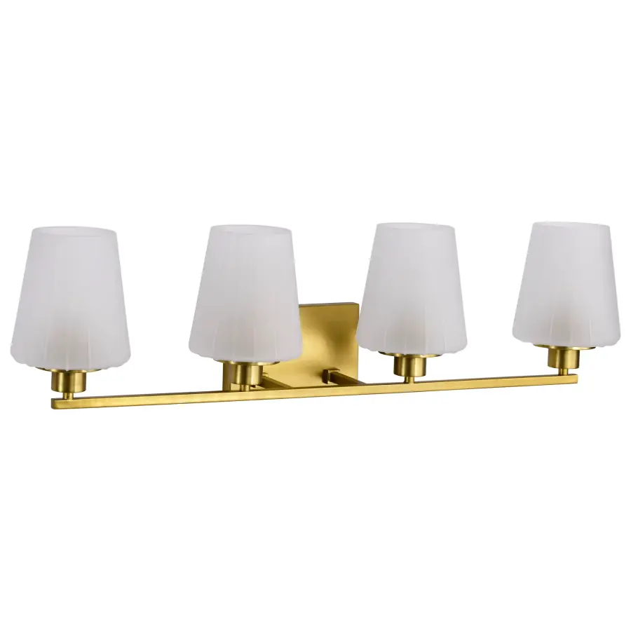 Lune 4-Light Vanity in Vintage Brass with Etched White Glass - Image 5