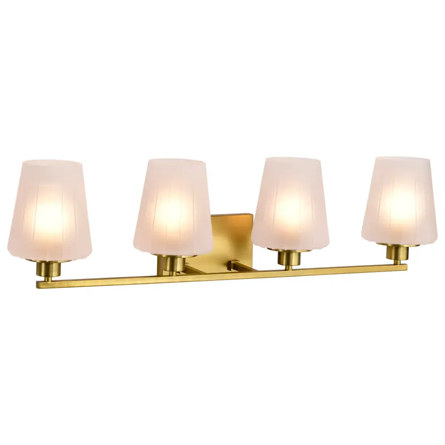 Lune 4-Light Vanity in Vintage Brass with Etched White Glass - Image 6