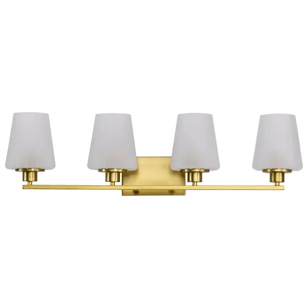 Lune 4-Light Vanity in Vintage Brass with Etched White Glass - Image 7