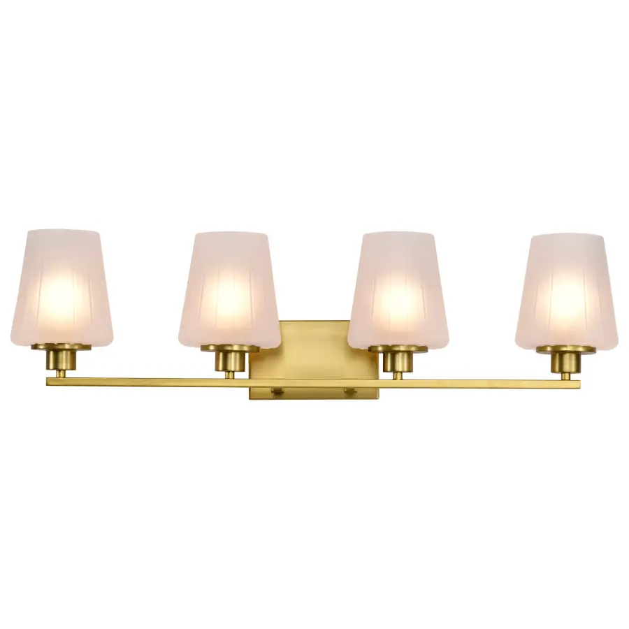 Lune 4-Light Vanity in Vintage Brass with Etched White Glass - Image 8