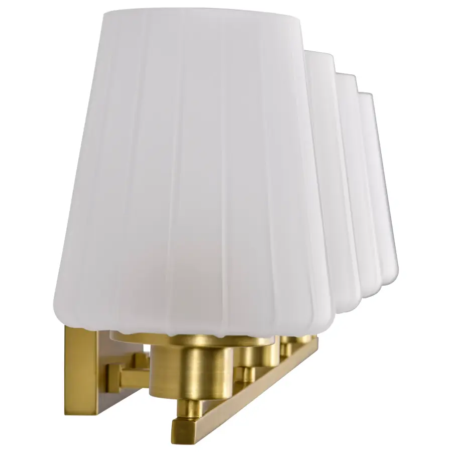 Lune 4-Light Vanity in Vintage Brass with Etched White Glass - Image 9