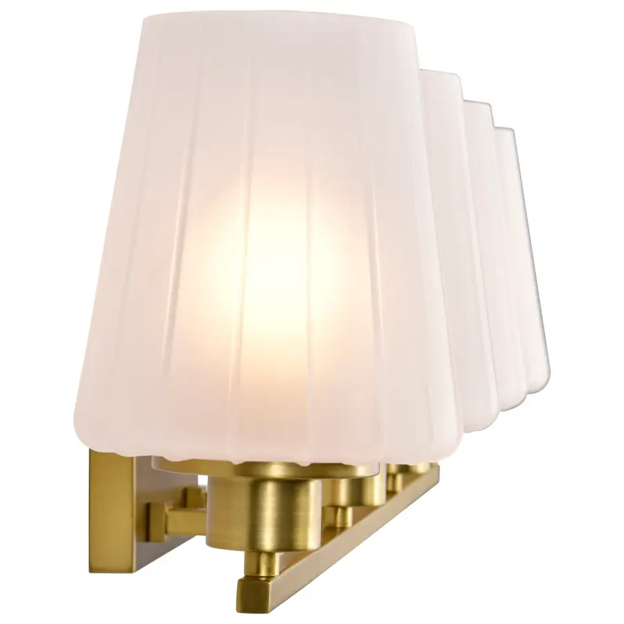 Lune 4-Light Vanity in Vintage Brass with Etched White Glass - Image 10