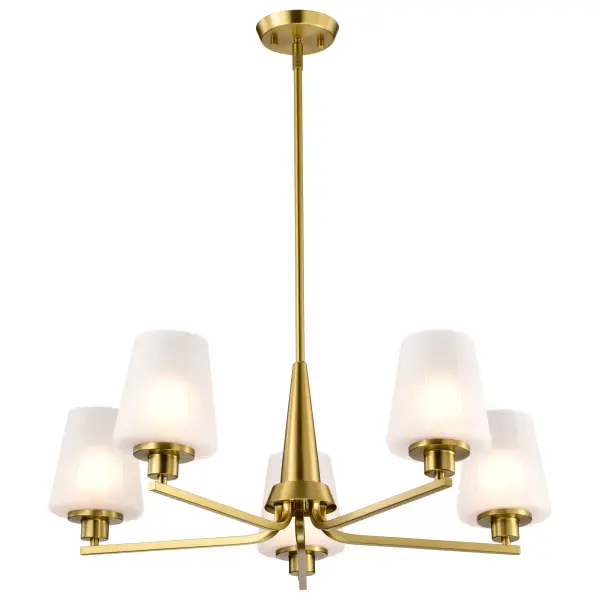 Lune 5-Light Chandelier in Vintage Brass with Etched White Glass - Image 2