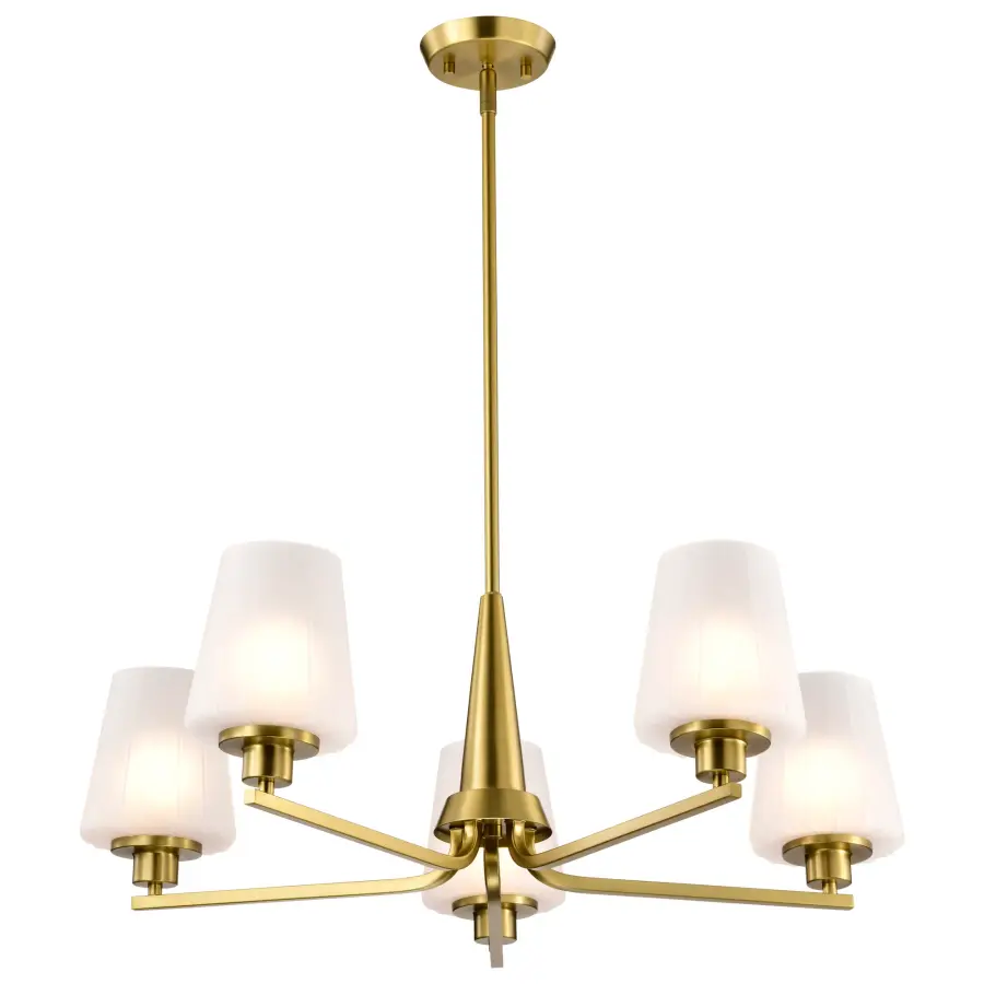 Lune 5-Light Chandelier in Vintage Brass with Etched White Glass - Image 2