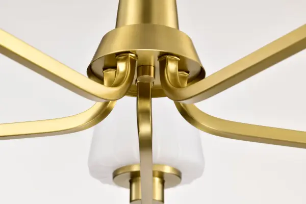 Lune 5-Light Chandelier in Vintage Brass with Etched White Glass - Image 11