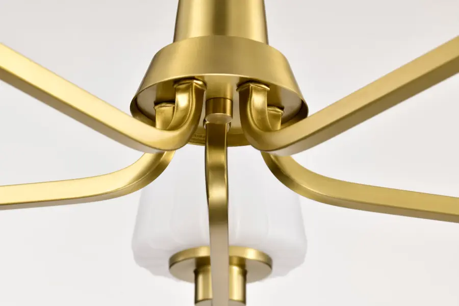Lune 5-Light Chandelier in Vintage Brass with Etched White Glass - Image 11